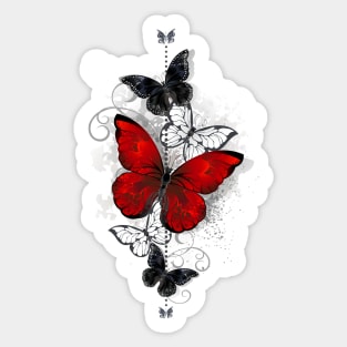 Red and Black Butterflies Sticker